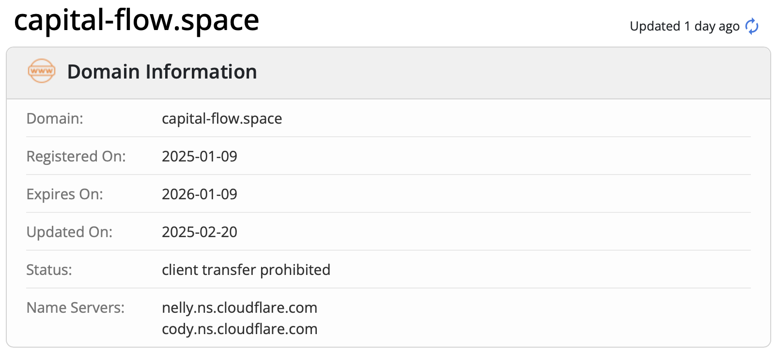 A domain check indicates that the company was established in 2025.