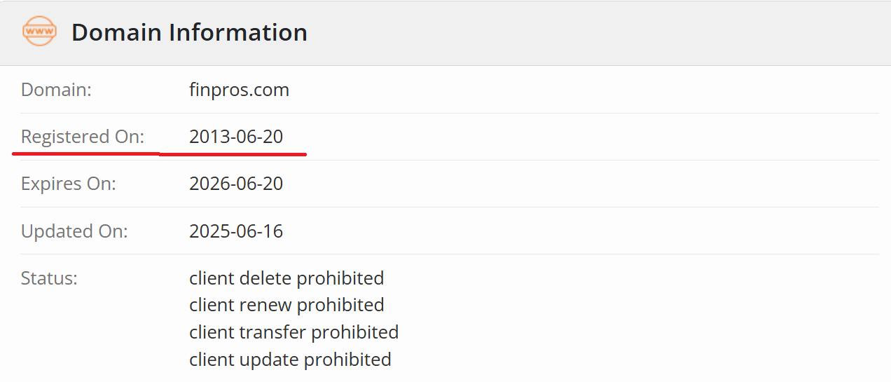 Analysis of the domain history and ownership data.
