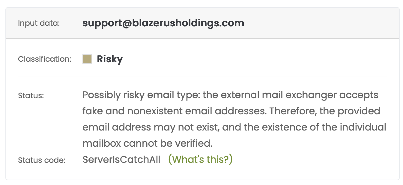 Using the email address to contact customer support carries notable risks.