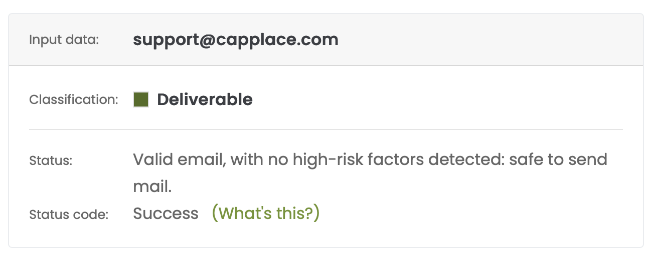 Verification of the email address confirms that it is genuine and operational.