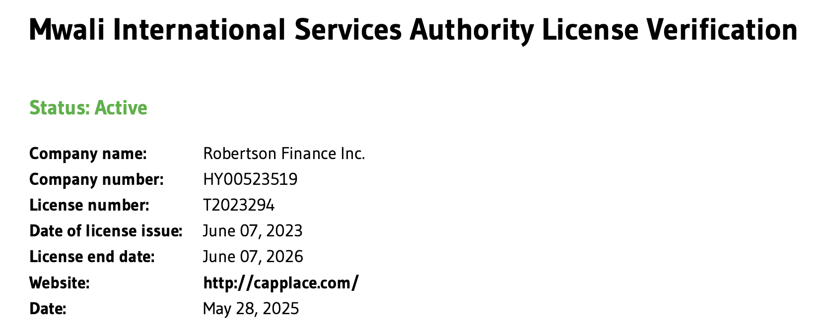 The intermediary holds a valid license, albeit solely from an offshore regulator.
