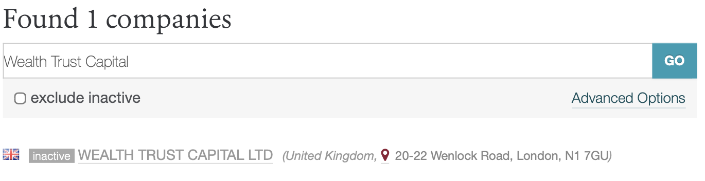 No formal legal registration of the company is in place.