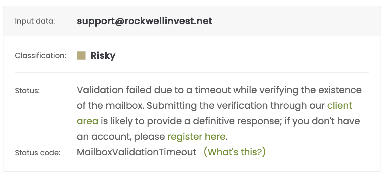 Using email to contact support team is considered risky.