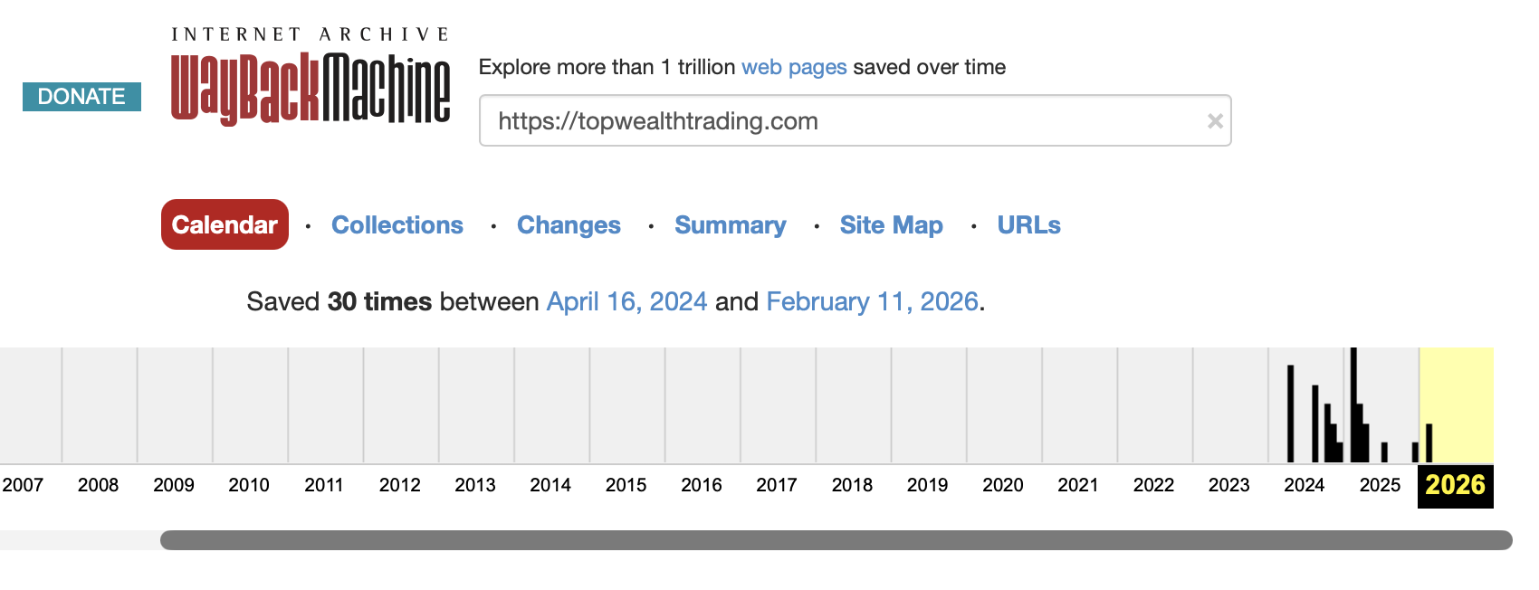 Domain verification confirms the website’s inception date as 2024.