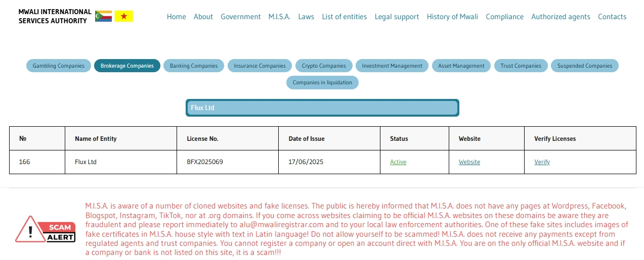 An extract from the Mwali International Services Authority registry confirms that axwel.com obtained its offshore license very recently, completely debunking the myth of its long-standing experience in the markets